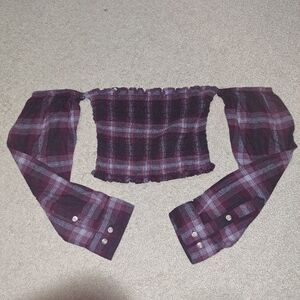 Plaid Off-Shoulder Crop Top